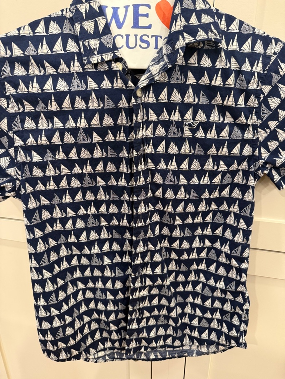Boys vineyard vine Navy Sailboat Print Button-Up Shirt